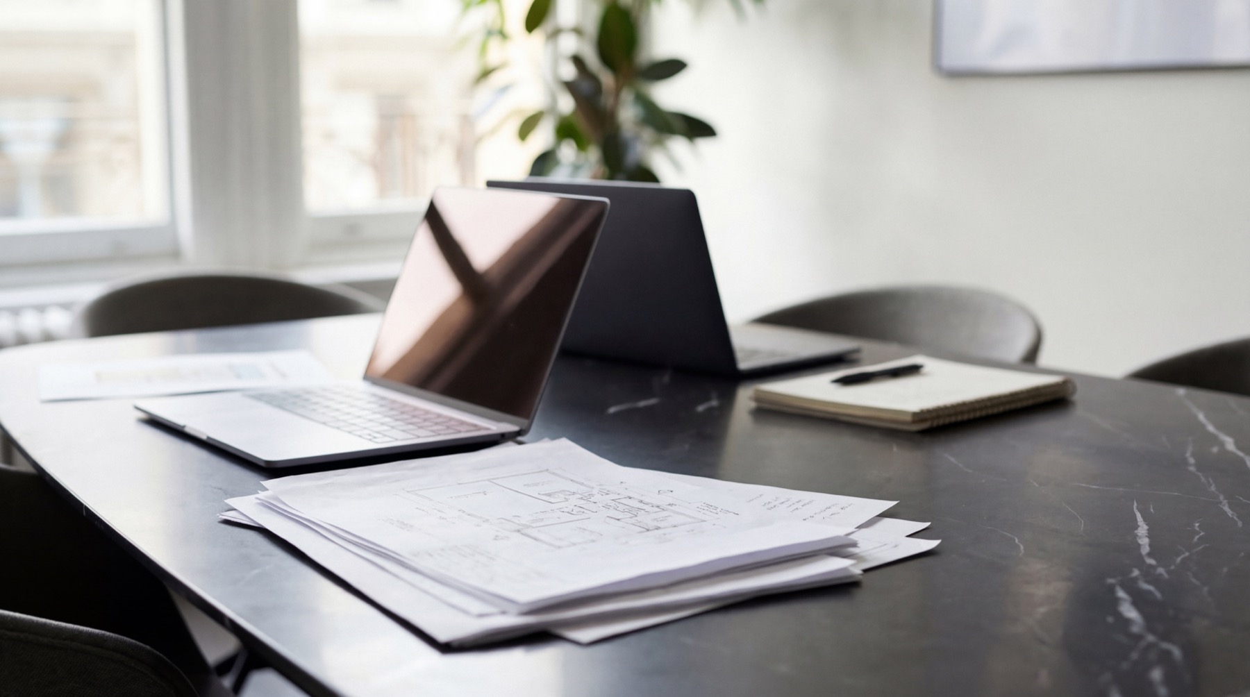 Laptop and board papers on a desk for record continuity.